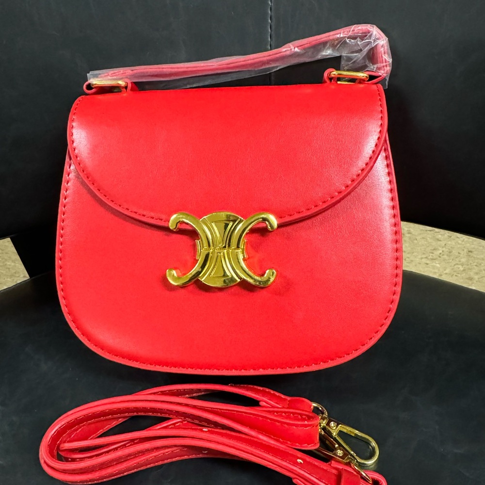 Fashionable small red purse  with crossbody strap, good for summer.
